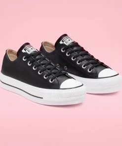 Women's Converse Leather Platform Chuck Taylor All Star Shoes Black BLACK -converse outlet shop 561681C 3