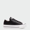Women's Converse Leather Platform Chuck Taylor All Star Shoes Black BLACK