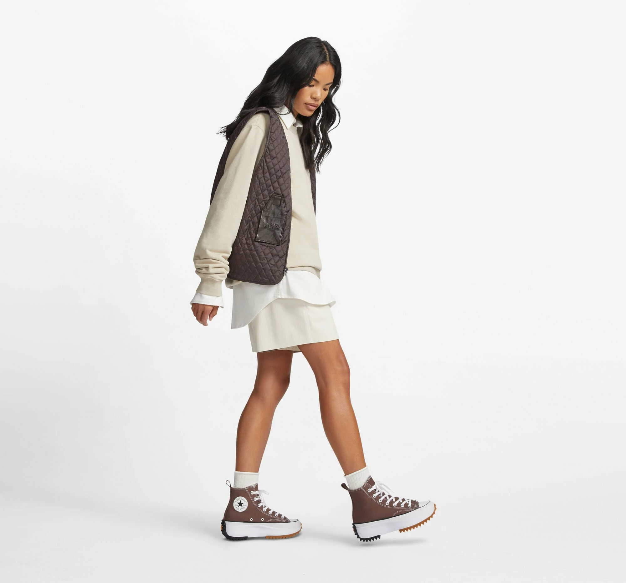 Unisex Converse Run Star Hike Platform Shoes Squirrel Friend BROWN 8 Unisex Converse Run Star Hike Platform Shoes Squirrel Friend BROWN - Image 8