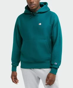 Men's Champion Life Reverse Weave Hoodie Everglade Green GREEN