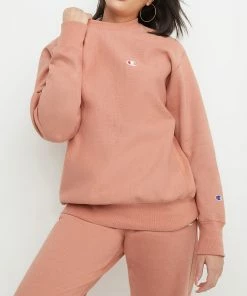 Women's Champion Reverse Weave Boyfriend Crew Timeless Coral ORANGE