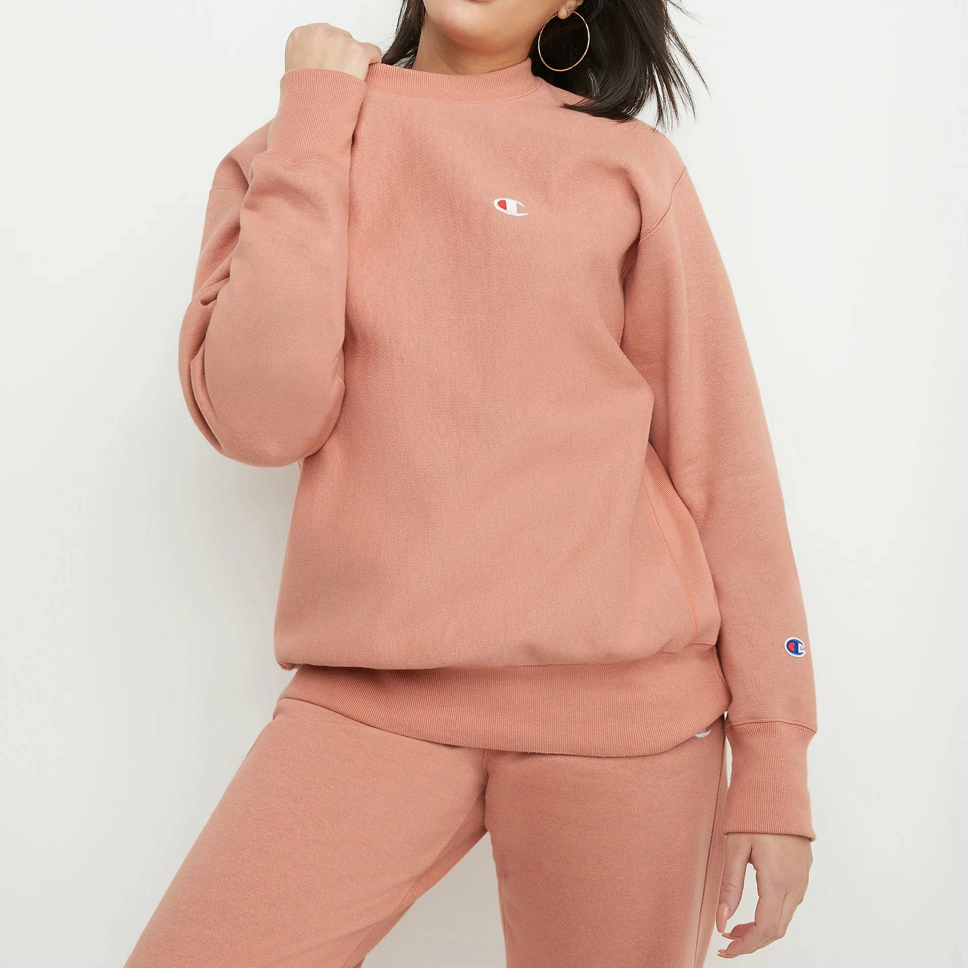 Women's Champion Reverse Weave Boyfriend Crew Timeless Coral ORANGE 1 Women's Champion Reverse Weave Boyfriend Crew Timeless Coral ORANGE