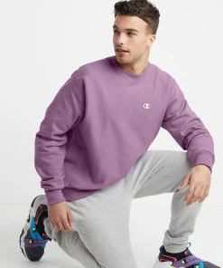 Men's Champion Life Reverse Weave Crew Lavender PURPLE -converse outlet shop HNS GF70Y06145 TintedLavender Detail03