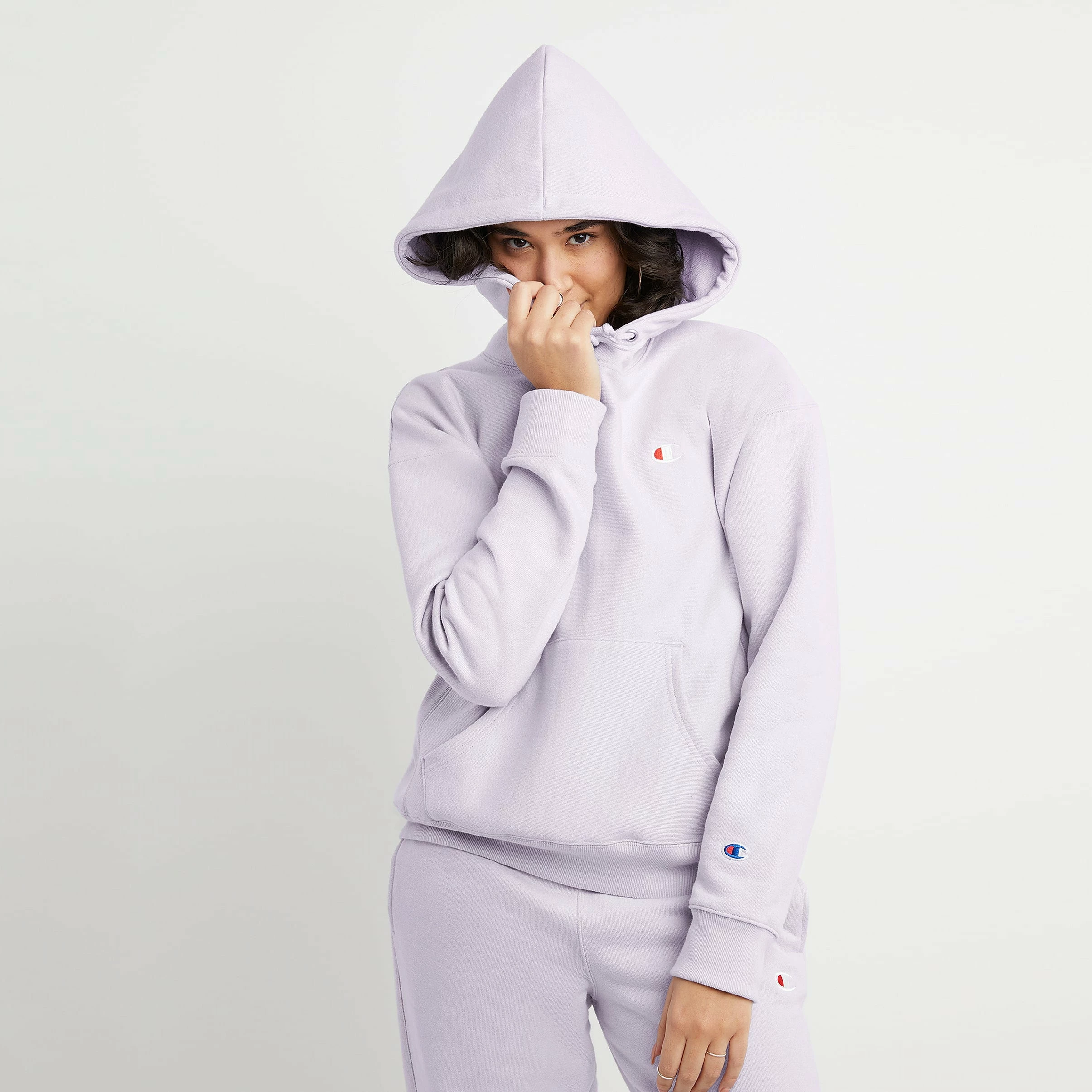 Women's Champion RW Hoodie C Logo Urban Lilac PURPLE 1 Women's Champion RW Hoodie C Logo Urban Lilac PURPLE