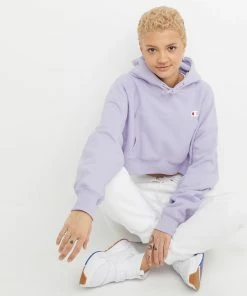 Women's Champion RW Drop Shoulder Cropped Hoodie Urban Lilac PURPLE -converse outlet shop HNS WL3153549302 UrbanLilac Detail03