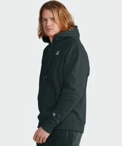 Men's Champion Classic Fleece Hoodie Black BLACK -converse outlet shop Men s Champion Classic Fleece Hoodie Embroidered C Script Logo Black S6558551873003 01