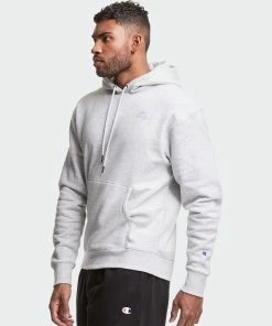 Men's Champion Classic Fleece Hoodie White WHITE 5 Men's Champion Classic Fleece Hoodie White WHITE -converse outlet shop Men s Champion Classic Fleece Hoodie Embroidered C Script Logo Gray S6558551873778 02