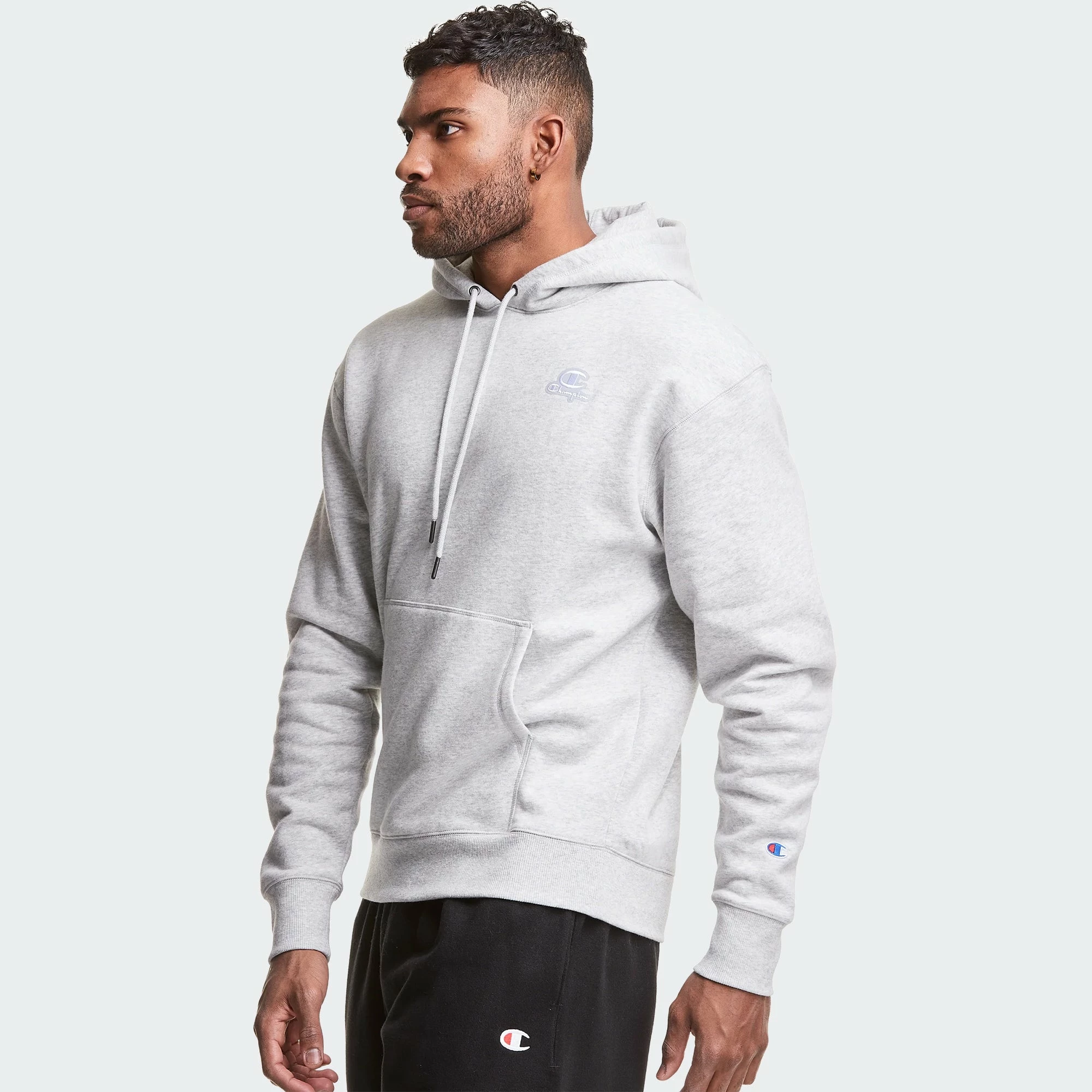 Men's Champion Classic Fleece Hoodie White WHITE 3 Men's Champion Classic Fleece Hoodie White WHITE - Image 3