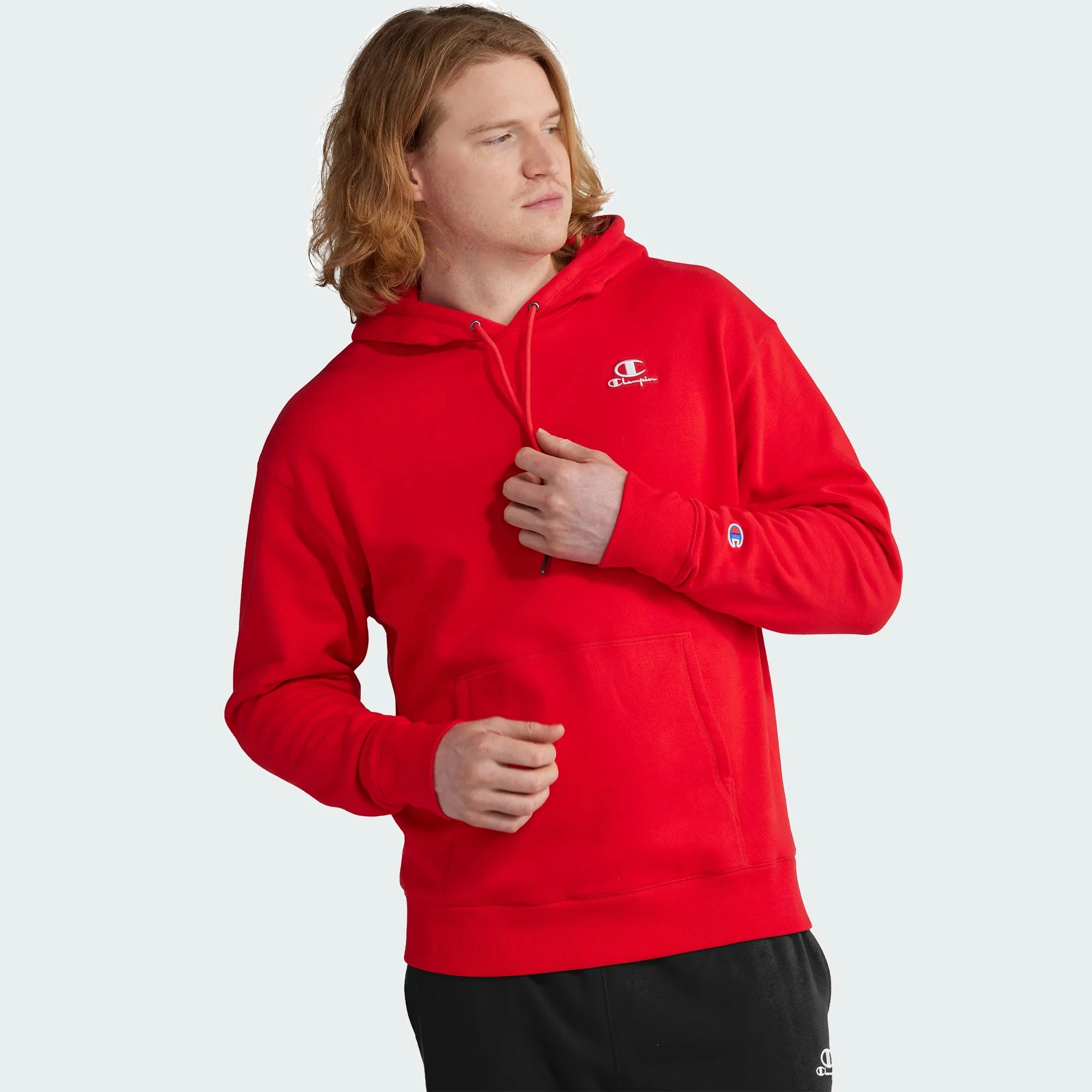 Men's Champion Classic Fleece Hoodie Scarlet RED 1 Men's Champion Classic Fleece Hoodie Scarlet RED