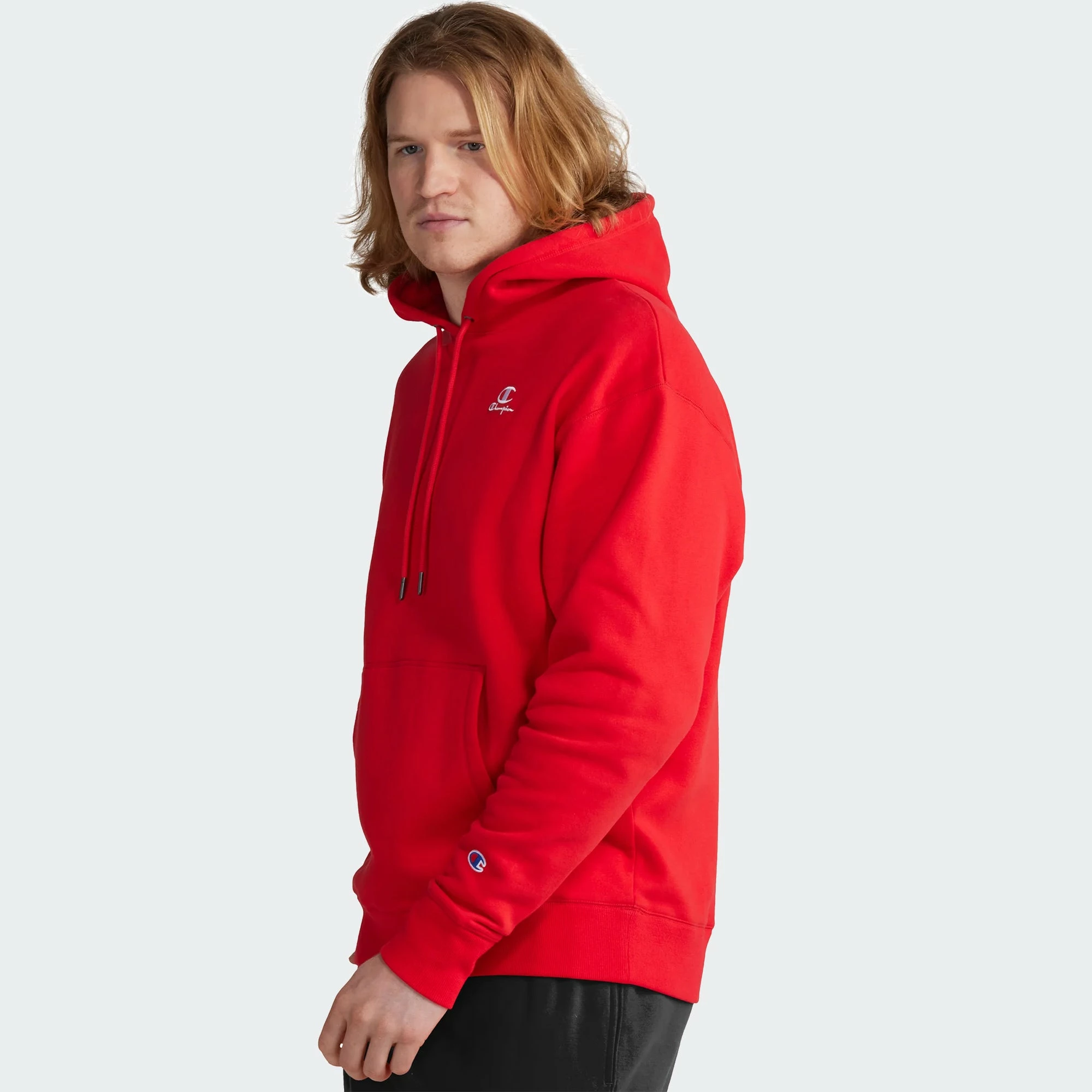 Men's Champion Classic Fleece Hoodie Scarlet RED 3 Men's Champion Classic Fleece Hoodie Scarlet RED - Image 3