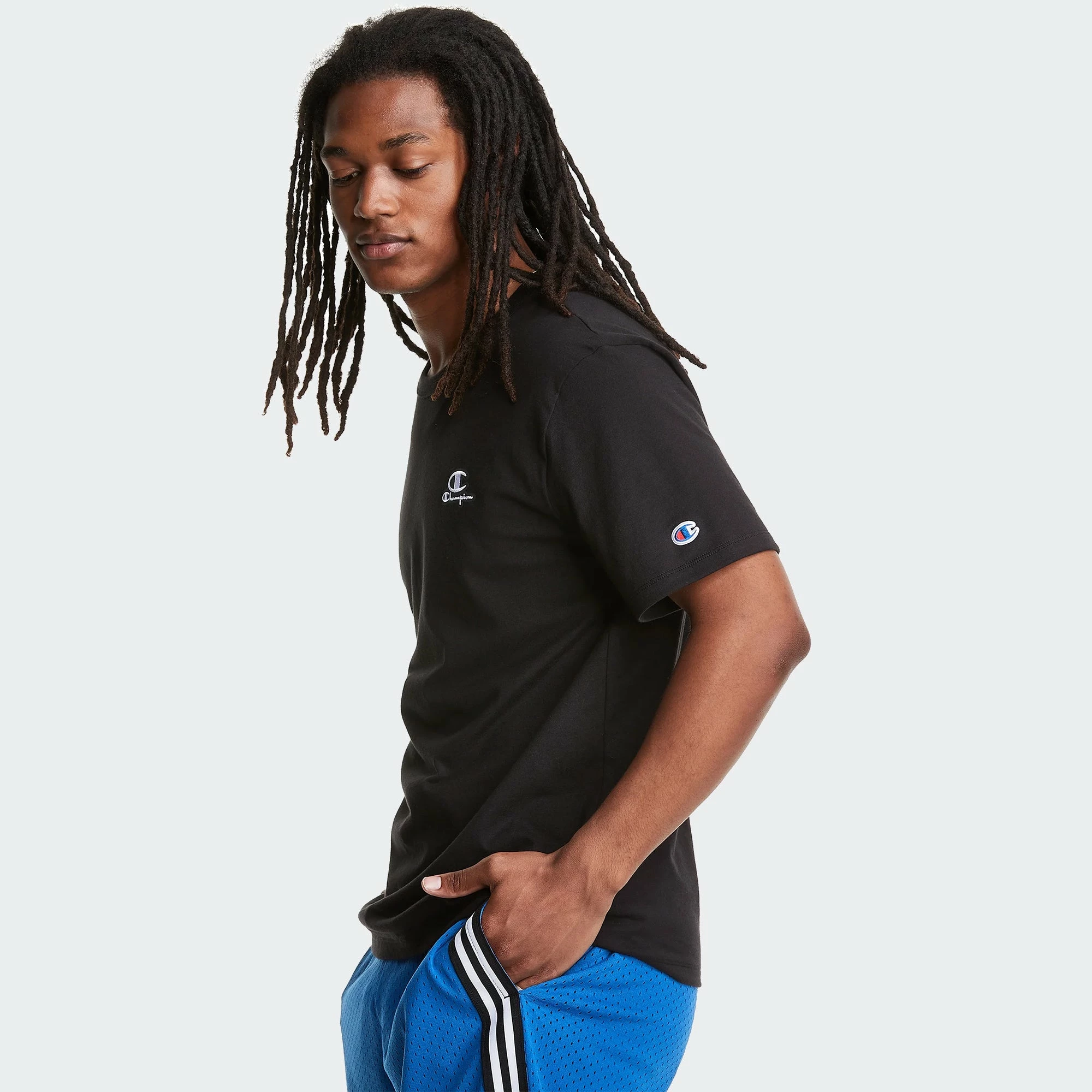 Men's Champion Lightweight Tee Black BLACK 4 Men's Champion Lightweight Tee Black BLACK - Image 4