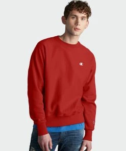 Men's Champion Life Reverse Weave Crew Team Red Scarlet RED