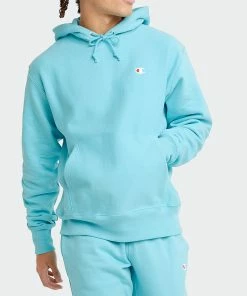 Men's Champion Life Reverse Weave Hoodie Aquarelle Blue BLUE
