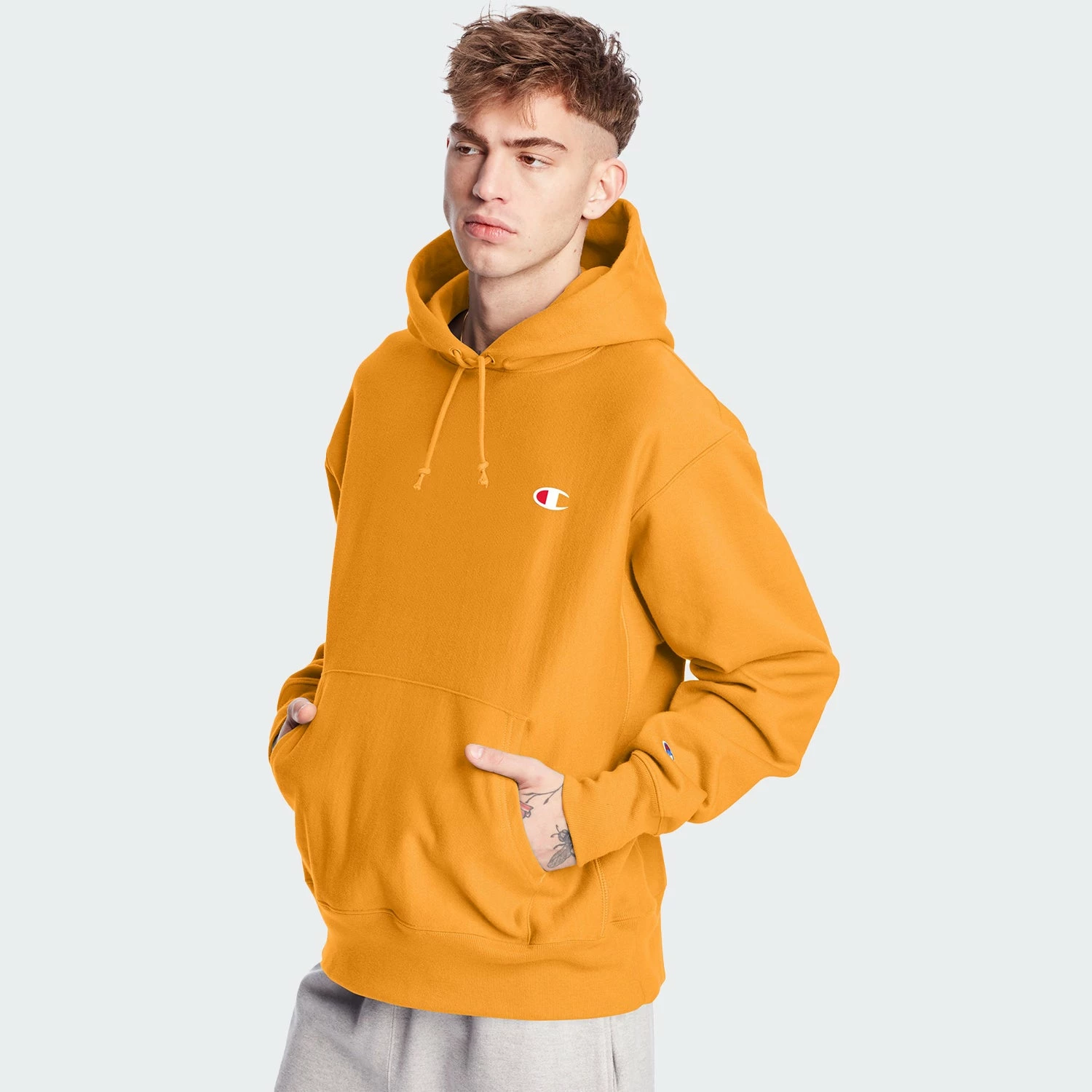 Men's Champion Life Reverse Weave Hoodie C Gold GOLD 1 Men's Champion Life Reverse Weave Hoodie C Gold GOLD
