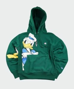 Men's Champion Reverse Weave Donald Duck Hoodie Green GREEN