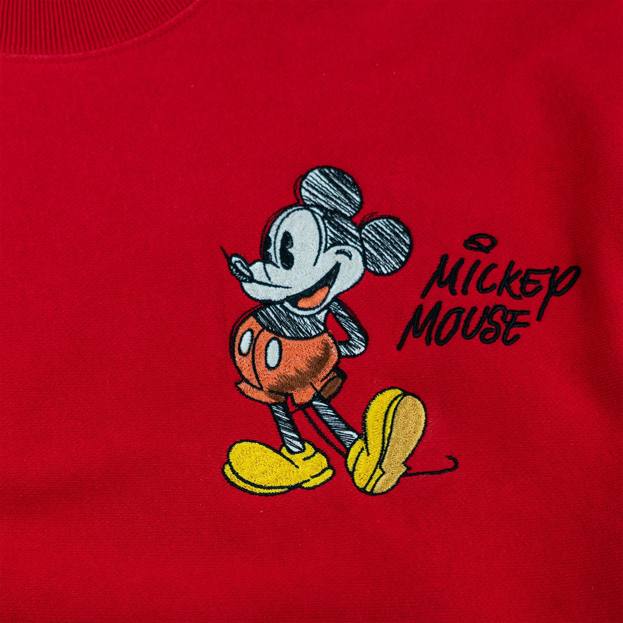 Men's Champion Reverse Weave Mickey Mouse Crew Sweatshirt Red RED 4 Men's Champion Reverse Weave Mickey Mouse Crew Sweatshirt Red RED - Image 4