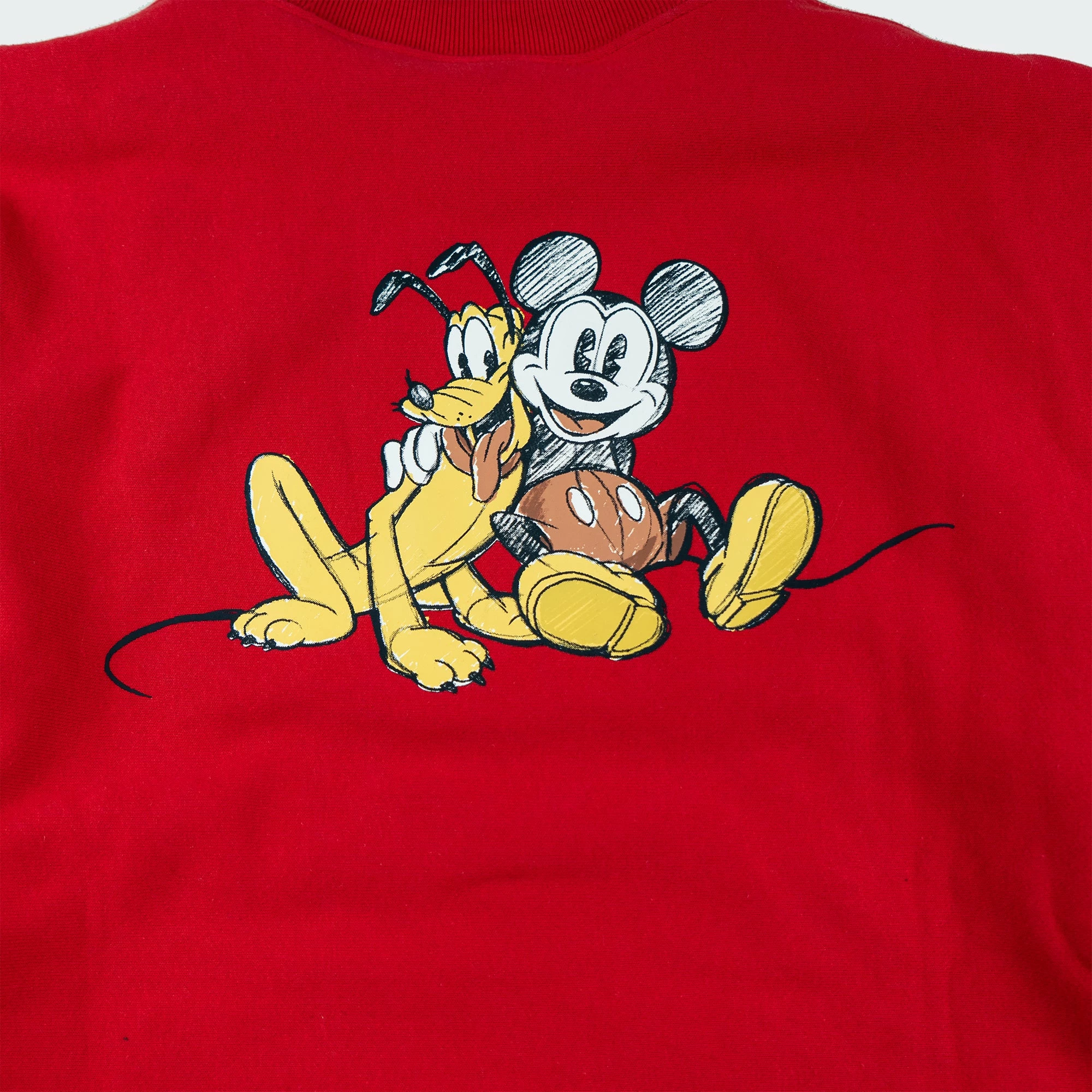 Men's Champion Reverse Weave Mickey Mouse Crew Sweatshirt Red RED 5 Men's Champion Reverse Weave Mickey Mouse Crew Sweatshirt Red RED - Image 5