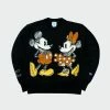 Men's Champion Reverse Weave Mickey & Minnie Crew Sweatshirt Black BLACK