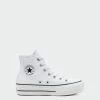 Women's Converse Canvas Platform Chuck Taylor All Star High Top Shoes White WHITE