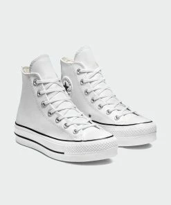 Women's Converse Clean Leather Platform Chuck Taylor All Star Shoes White WHITE -converse outlet shop Women s Converse Clean Leather Platform Chuck Taylor All Star Shoes White 561676C 04
